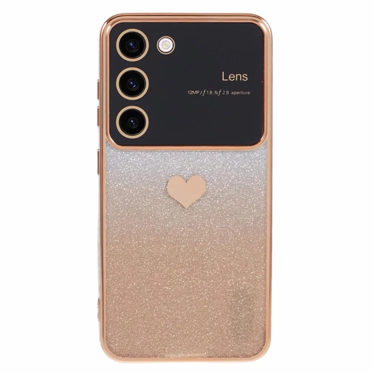 Para Samsung Galaxy S23+ Case Electroplating Edge TPU Phone Cover com Padrão de Coração de Amor - Dourado