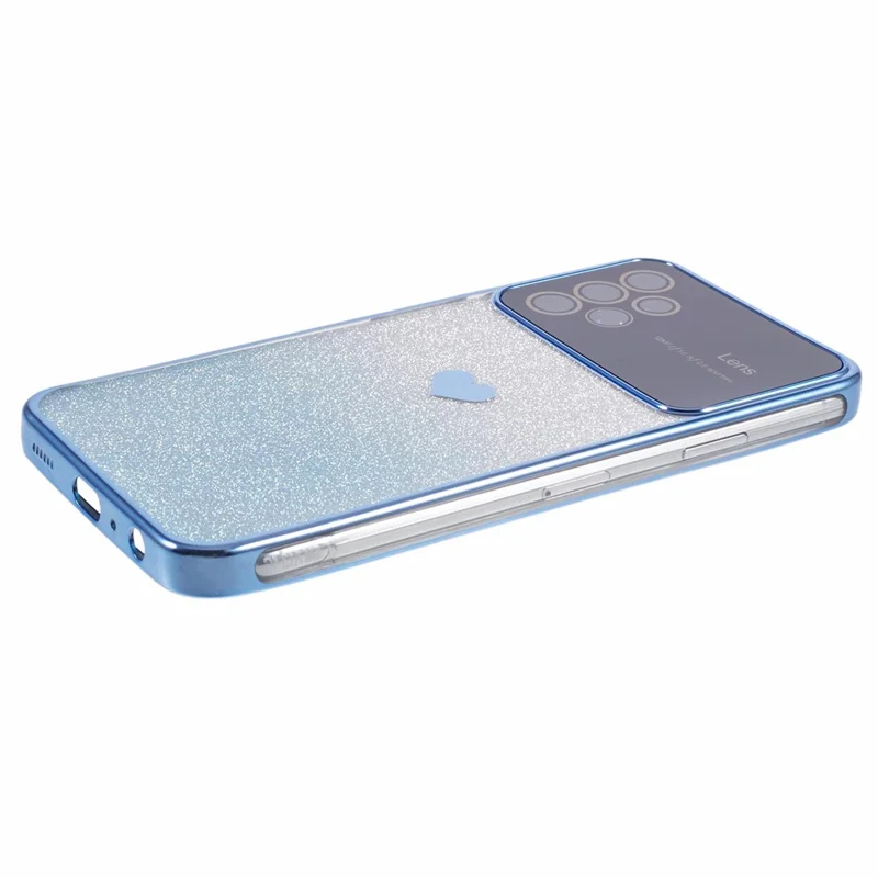 Per Samsung Galaxy A13 4G Case Gradient Glitter TPU Phone Cover Love Heart Pattern - Blu