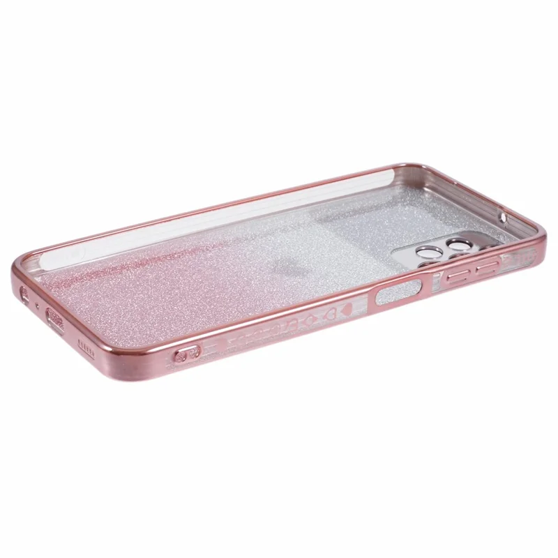 For Samsung Galaxy A13 4G Case Gradient Glitter TPU Phone Cover Love Heart Pattern - Pink