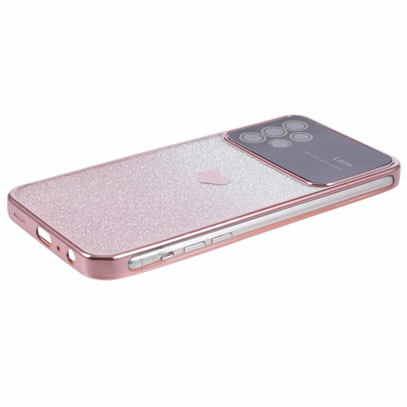 For Samsung Galaxy A13 4G Case Gradient Glitter TPU Phone Cover Love Heart Pattern - Pink