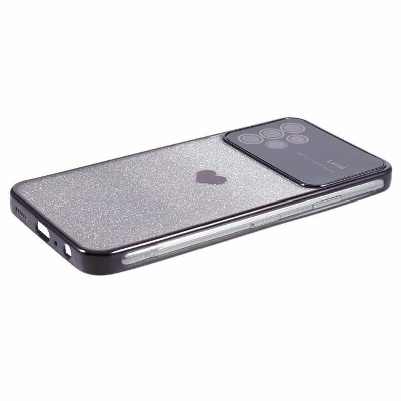 For Samsung Galaxy A13 4G Case Gradient Glitter TPU Phone Cover Love Heart Pattern - Black