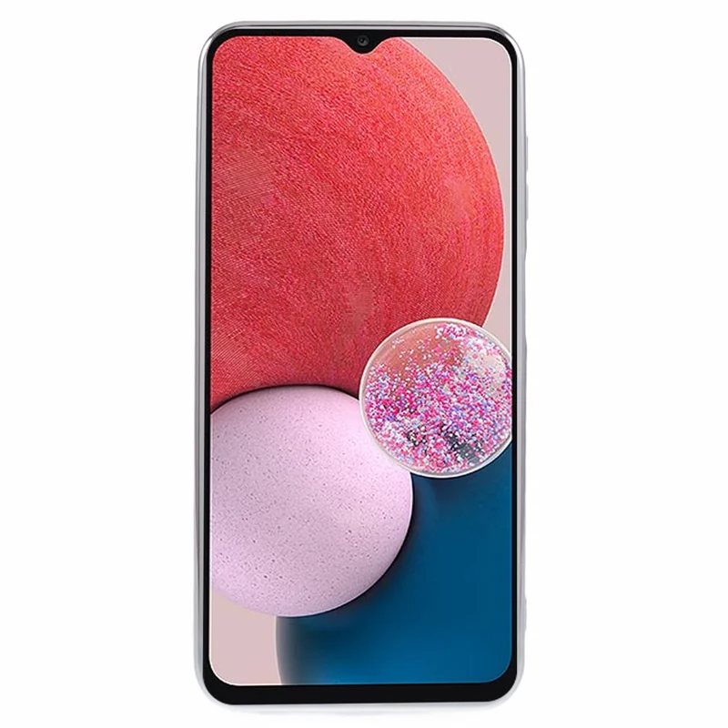 For Samsung Galaxy A13 4G Case Gradient Glitter TPU Phone Cover Love Heart Pattern - Silver