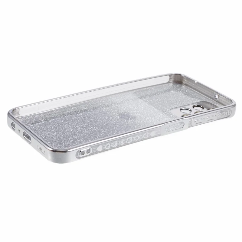 For Samsung Galaxy A13 4G Case Gradient Glitter TPU Phone Cover Love Heart Pattern - Silver