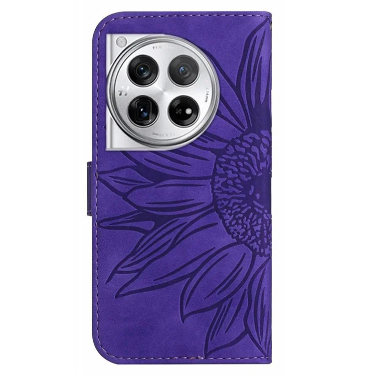HT04 For OnePlus 12R 5G / Ace 3 5G Leather Phone Case with Wrist Strap - Dark Purple