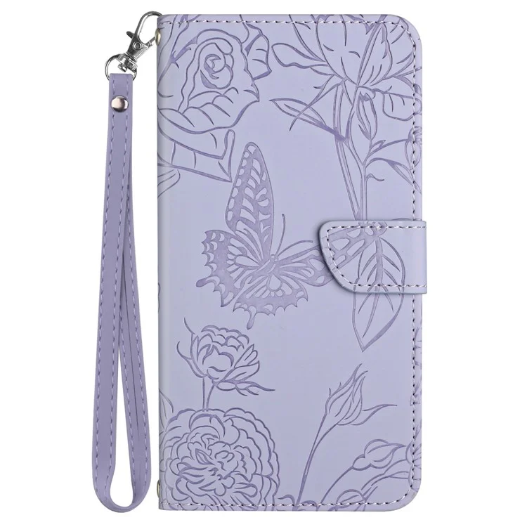 HT03 For OnePlus 12R 5G / Ace 3 5G Phone Case Imprinted Leather Cover with Hand Strap - Purple