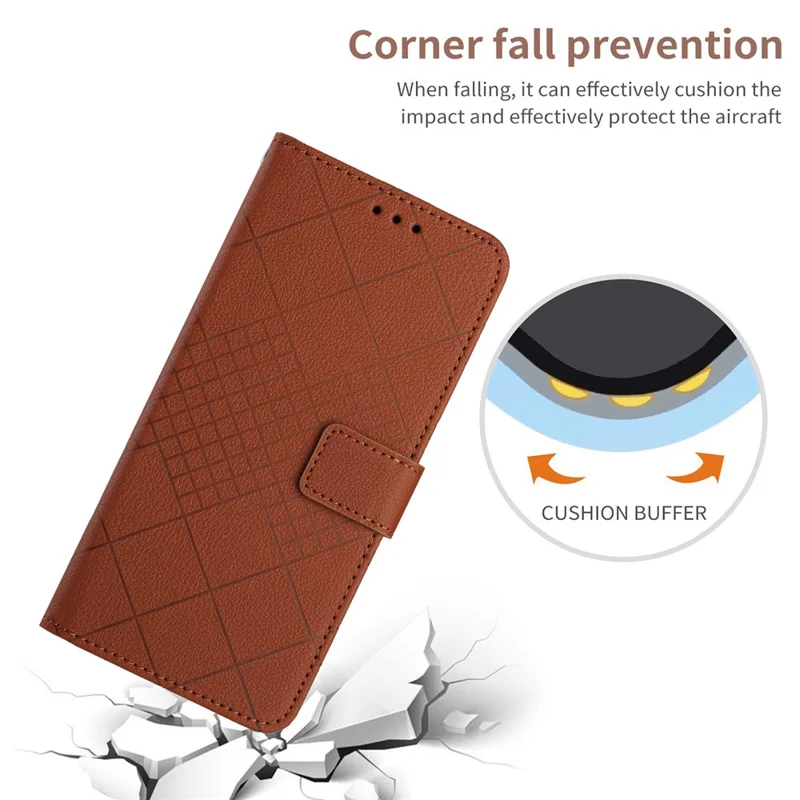 HT06 For OnePlus 12R 5G / Ace 3 5G Wallet Case Rhombus Pattern Leather Flip Cover - Brown