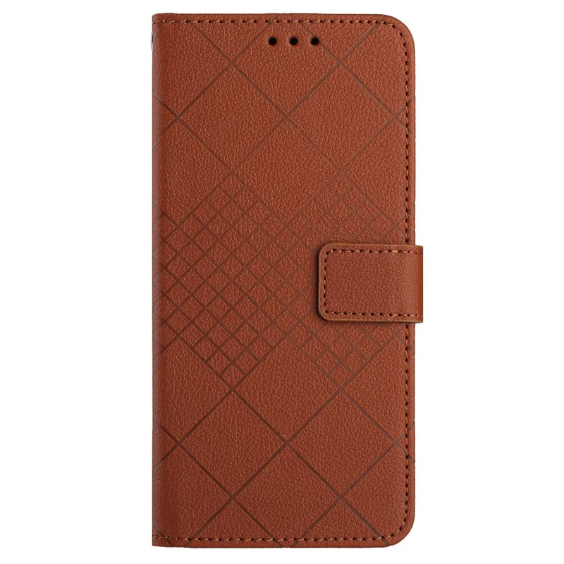 HT06 For OnePlus 12R 5G / Ace 3 5G Wallet Case Rhombus Pattern Leather Flip Cover - Brown