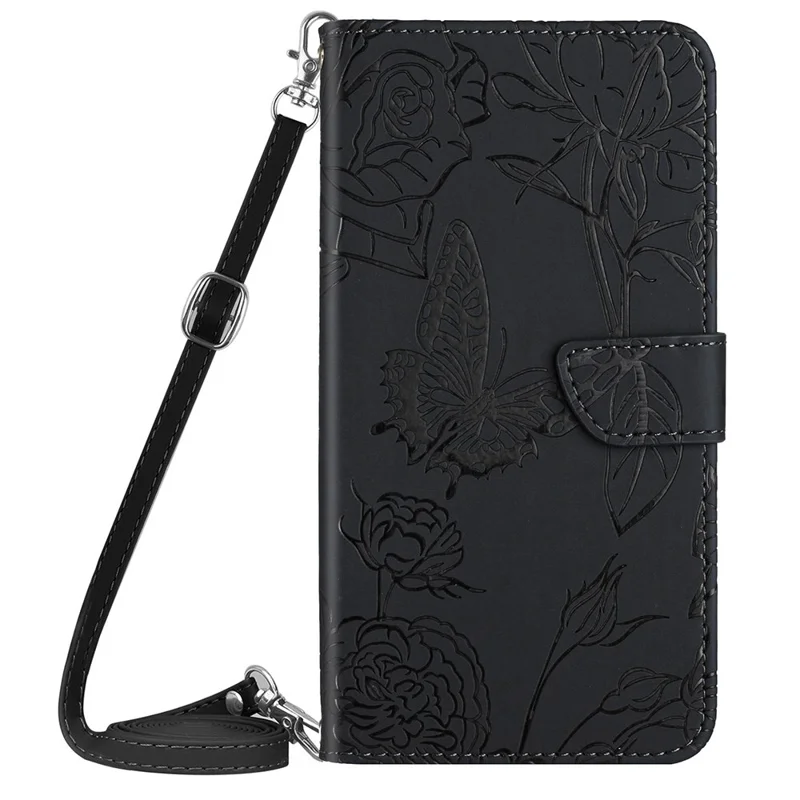 HT03 For Xiaomi Redmi Note 13 Pro 4G / Poco M6 Pro 4G Shockproof Case Imprinted Leather Phone Cover - Black