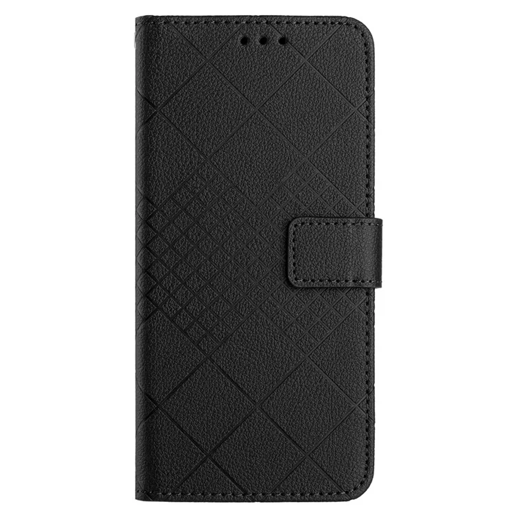 HT06 für Xiaomi Redmi Note 13 Pro 4G / Poco M6 Pro 4G Wallet-Handyhülle Rautenmuster Leder Flip-Cover - Schwarz