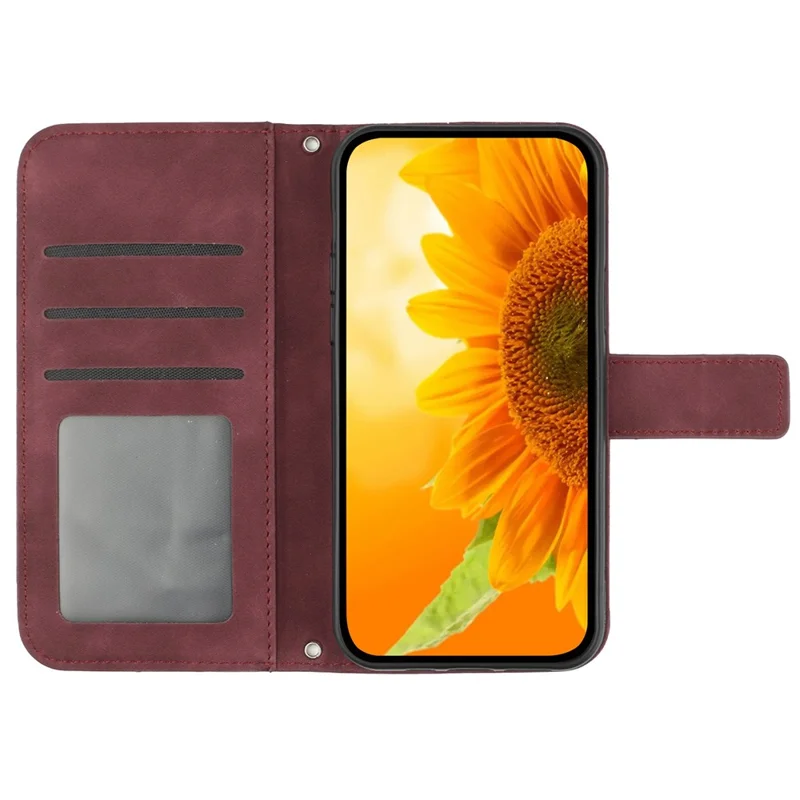 HT04 per Xiaomi Redmi Note 13 Pro 4G / Poco M6 Pro 4G Custodia in pelle Custodia per telefono con cinturino da polso - Rosso vino