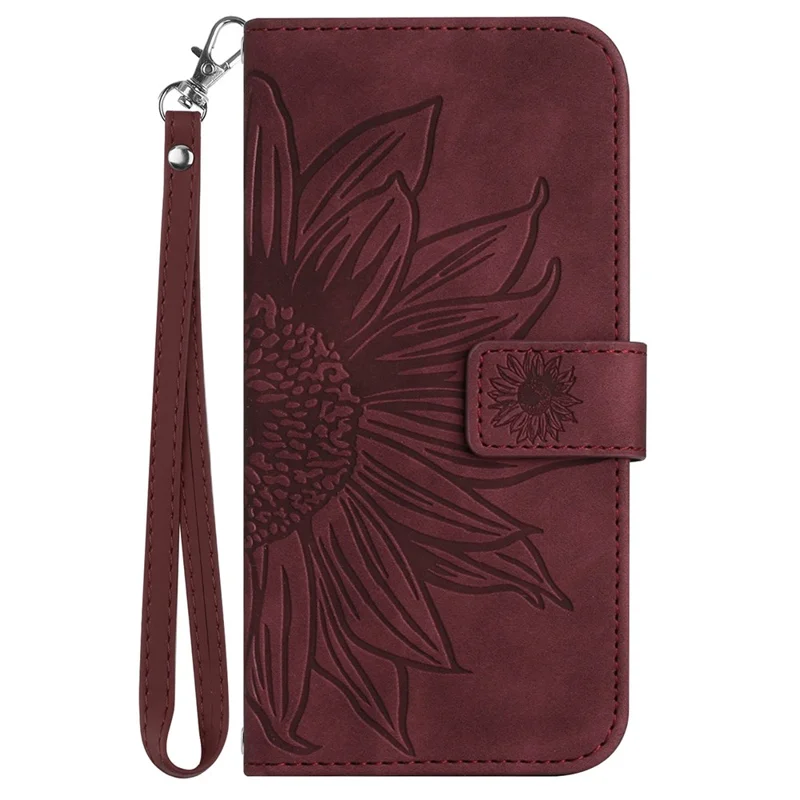 HT04 per Xiaomi Redmi Note 13 Pro 4G / Poco M6 Pro 4G Custodia in pelle Custodia per telefono con cinturino da polso - Rosso vino