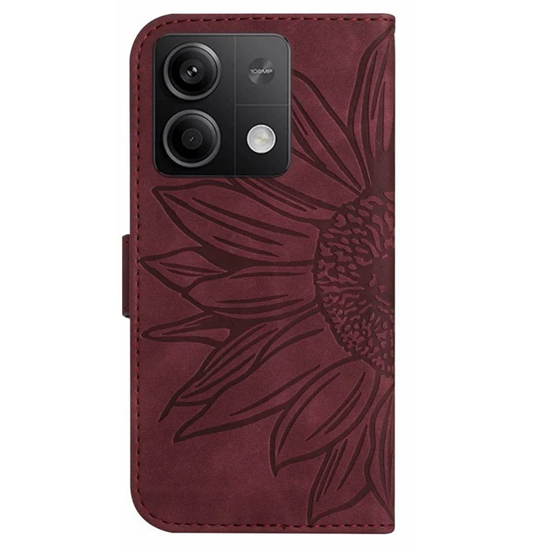 HT04 per Xiaomi Redmi Note 13 Pro 4G / Poco M6 Pro 4G Custodia in pelle Custodia per telefono con cinturino da polso - Rosso vino