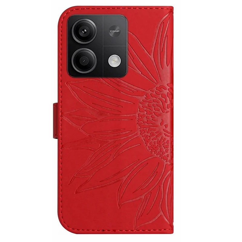 HT04 Per Xiaomi Redmi Note 13 Pro 4G / Poco M6 Pro 4G Custodia in pelle Cover per telefono con cinturino da polso - Rosso