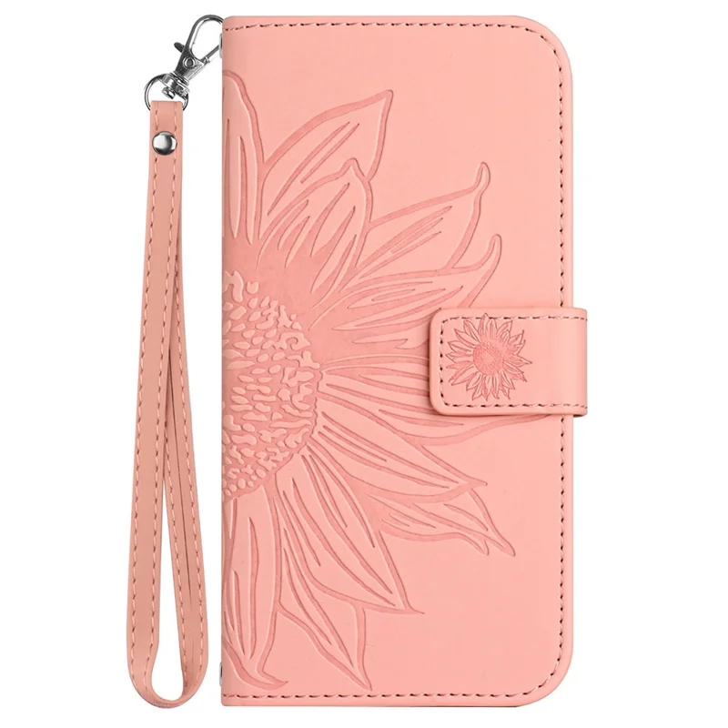 HT04 For Xiaomi Redmi Note 13 Pro 4G / Poco M6 Pro 4G Case Leather Phone Cover with Wrist Strap - Light Pink