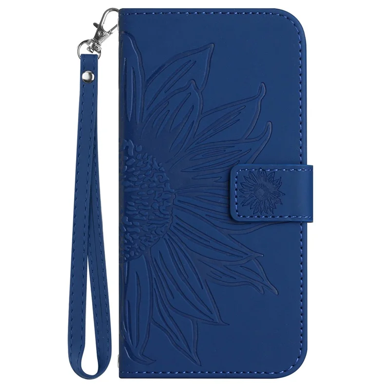 HT04 For Xiaomi Redmi Note 13 Pro 4G / Poco M6 Pro 4G Case Leather Phone Cover with Wrist Strap - Sapphire