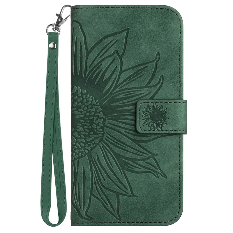 HT04 For Xiaomi Redmi Note 13 Pro 4G / Poco M6 Pro 4G Case Leather Phone Cover with Wrist Strap - Dark Green