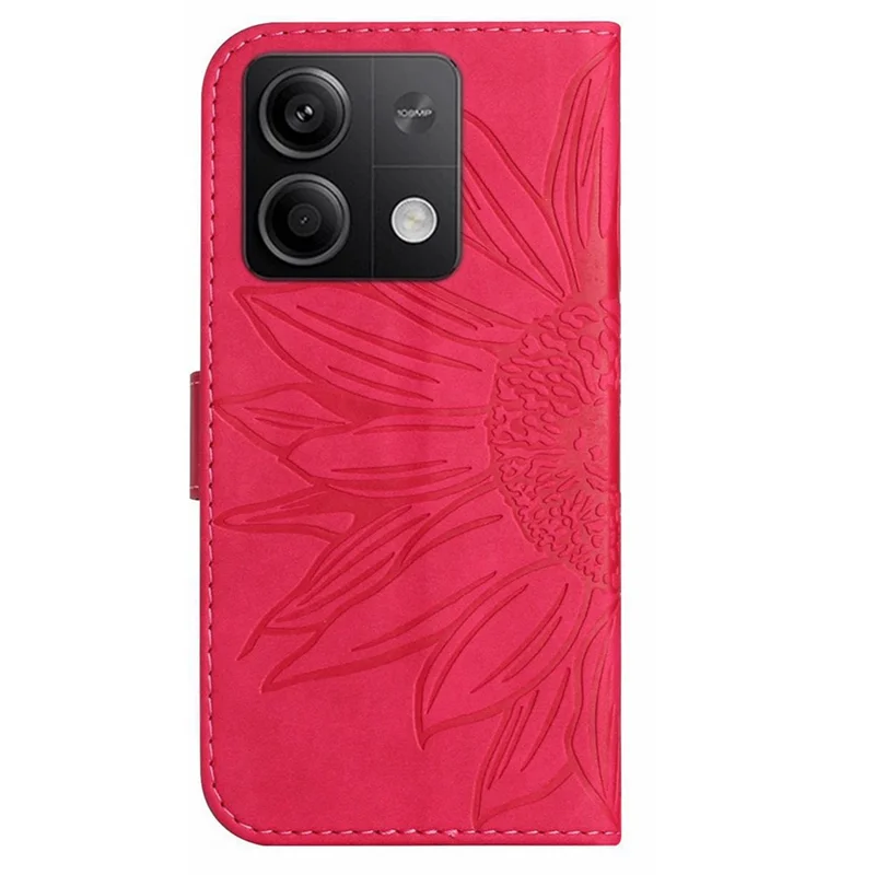 HT04 For Xiaomi Redmi Note 13 Pro 4G / Poco M6 Pro 4G Case Leather Phone Cover with Wrist Strap - Rose