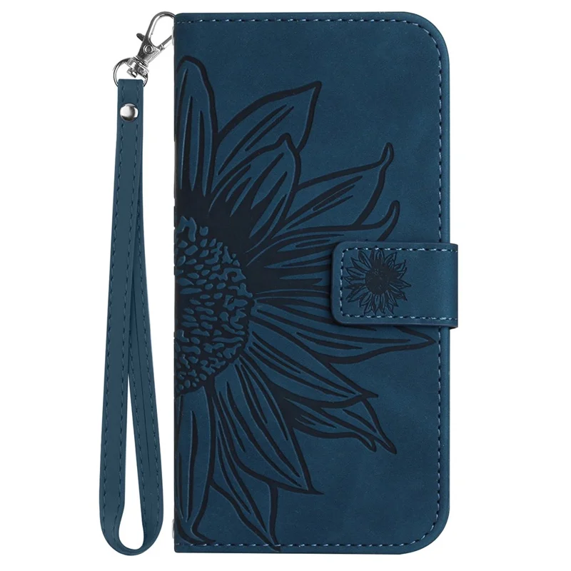 HT04 For Xiaomi Redmi Note 13 Pro 4G / Poco M6 Pro 4G Case Leather Phone Cover with Wrist Strap - Dark Blue