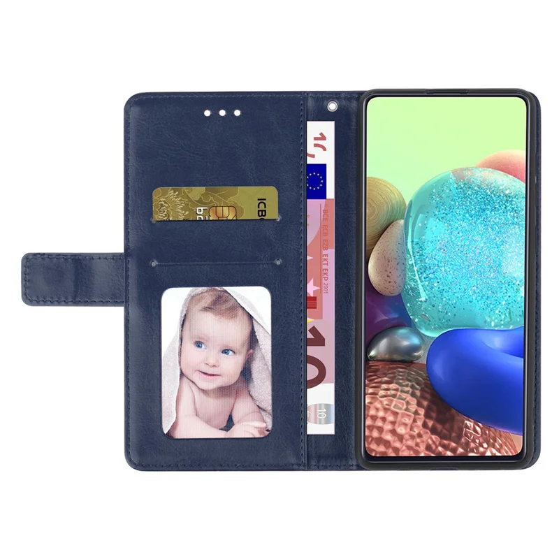 HT01 Para Xiaomi Redmi Note 13 Pro 4G / Poco M6 Pro 4G Capa Protetora em Couro PU Carteira Capa de Telefone - Azul 