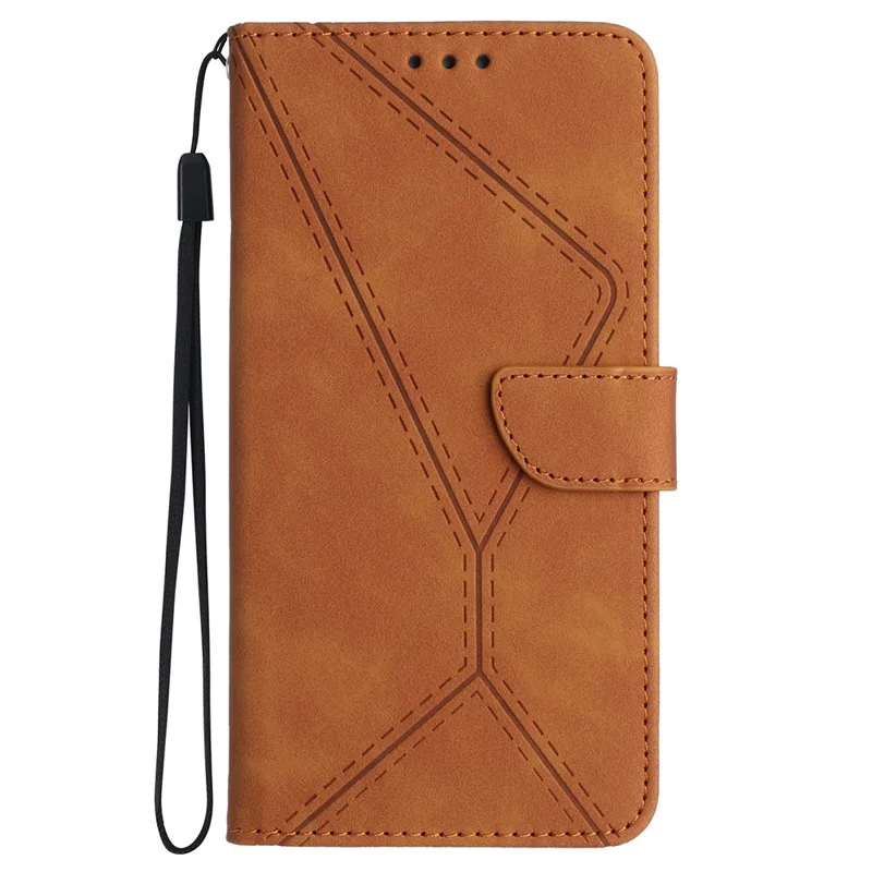 HT05 Dla Xiaomi Redmi Note 13 Pro 4G / Poco M6 Pro 4G Etui Portfelikowe Antywypadkowe Pokrowiec Z Sztucznej Skóry PU - Brązowy