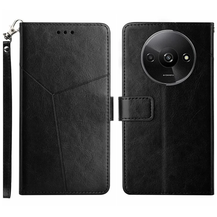 HT01 Per Xiaomi Redmi A3 / Poco C61 4G Custodia Portafoglio per Telefono in Pelle PU Con Stampa - Nero