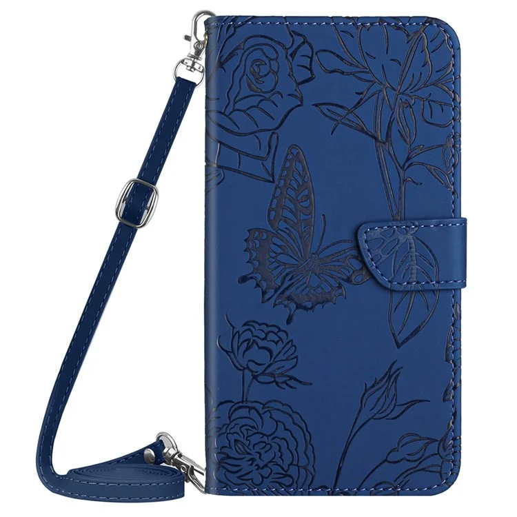 HT03 For Xiaomi Redmi A3 / Poco C61 4G Shockproof Case Imprinted Leather Phone Cover - Blue