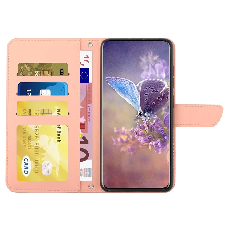 HT03 For Xiaomi Redmi A3 / Poco C61 4G Shockproof Case Imprinted Leather Phone Cover - Pink