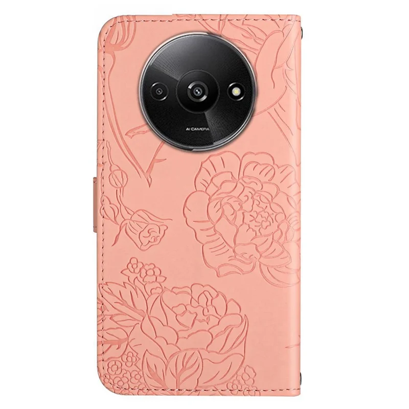 HT03 For Xiaomi Redmi A3 / Poco C61 4G Shockproof Case Imprinted Leather Phone Cover - Pink