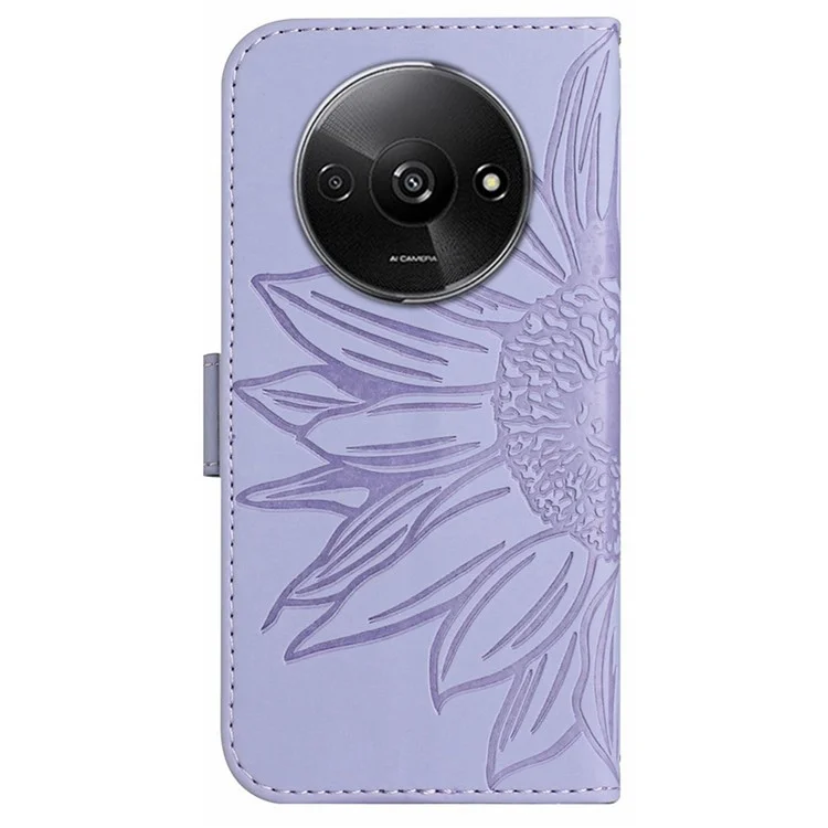 HT04 For Xiaomi Redmi A3 / Poco C61 4G Leather Case Crossbody Wallet Phone Cover - Light Purple