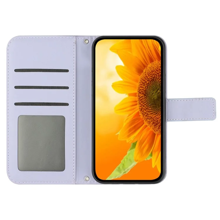 HT04 For Xiaomi Redmi A3 / Poco C61 4G Leather Case Crossbody Wallet Phone Cover - Light Purple