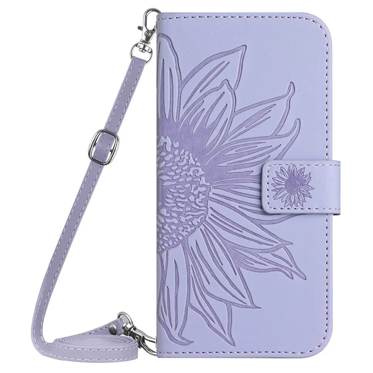 HT04 For Xiaomi Redmi A3 / Poco C61 4G Leather Case Crossbody Wallet Phone Cover - Light Purple