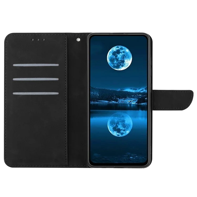 HT05 para Xiaomi Redmi A3 / Poco C61 4G Wallet Phone Case Capa de couro PU Folio Flip - Preto