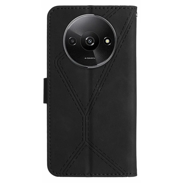 HT05 para Xiaomi Redmi A3 / Poco C61 4G Wallet Phone Case Capa de couro PU Folio Flip - Preto