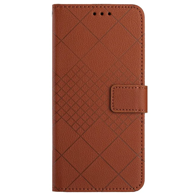 HT06 For Xiaomi Redmi A3 Case Rhombus Pattern PU Leather Folio Phone Cover - Brown