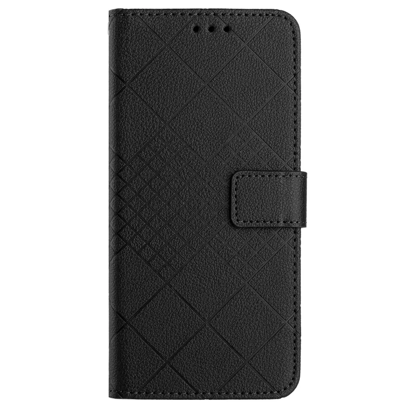 HT06 For Xiaomi Redmi A3 4G / Poco C61 4G Case Rhombus Pattern PU Leather Folio Phone Cover - Black