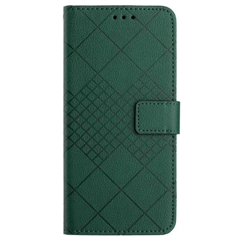 HT06 For Xiaomi 14 Ultra Magnetic Phone Case PU Leather Imprinting Rhombus Pattern Cover - Green