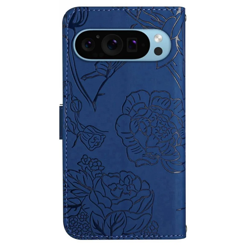 HT03 For Google Pixel 10 Pro XL / 9 Pro XL Case Flip Stand View Skin-Touch Leather Phone Cover - Blue