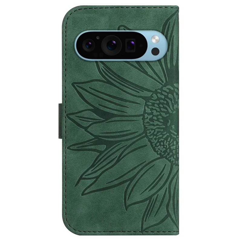 HT04 For Google Pixel 9 Pro XL Leather Case Crossbody Phone Cover with Wallet Stand - Dark Green