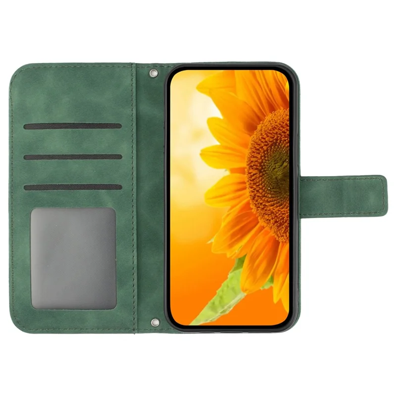 HT04 For Google Pixel 9 Pro XL Leather Case Crossbody Phone Cover with Wallet Stand - Dark Green