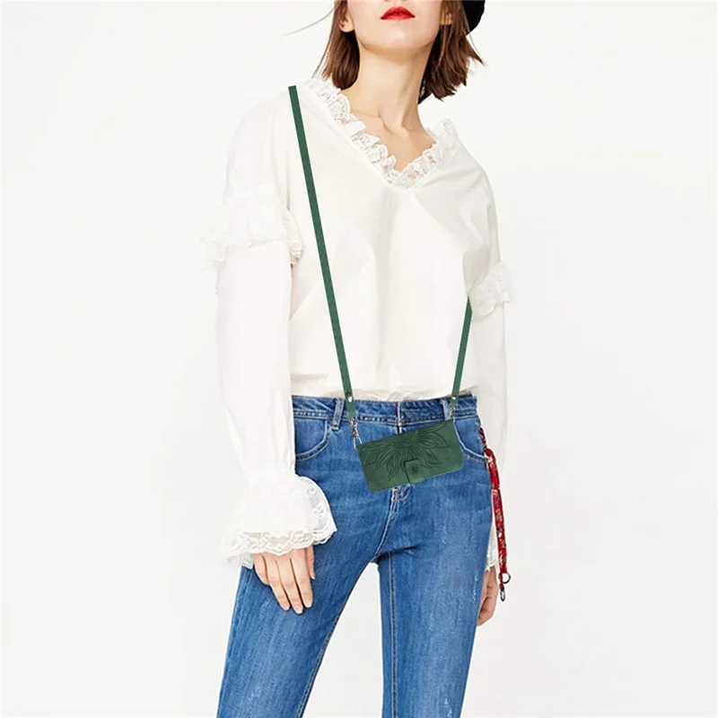 HT04 For Google Pixel 9 Pro XL Leather Case Crossbody Phone Cover with Wallet Stand - Dark Green