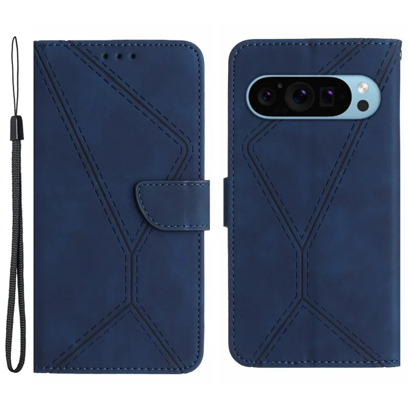 HT05 For Google Pixel 10 Pro XL / 9 Pro XL Wallet Case PU Leather Stand Flip Phone Cover - Blue