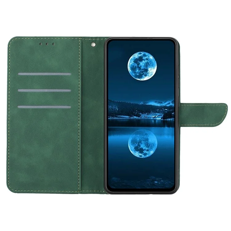 HT05 Funda para Google Pixel 9 / Pixel 9 Pro Funda de cuero sintético tipo billetera con tapa Diseño grabado con líneas - Verde