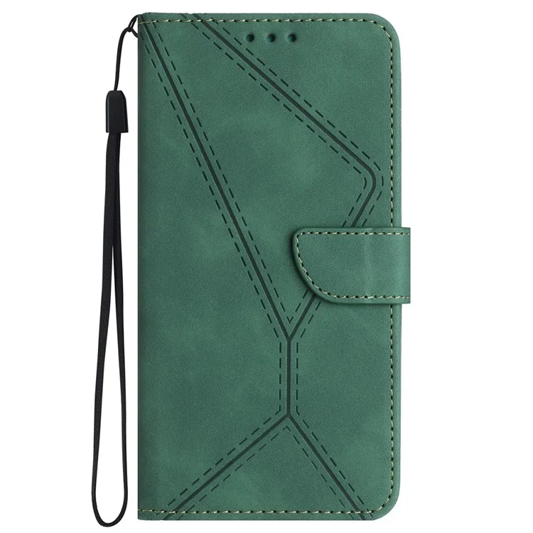 HT05 Funda para Google Pixel 9 / Pixel 9 Pro Funda de cuero sintético tipo billetera con tapa Diseño grabado con líneas - Verde