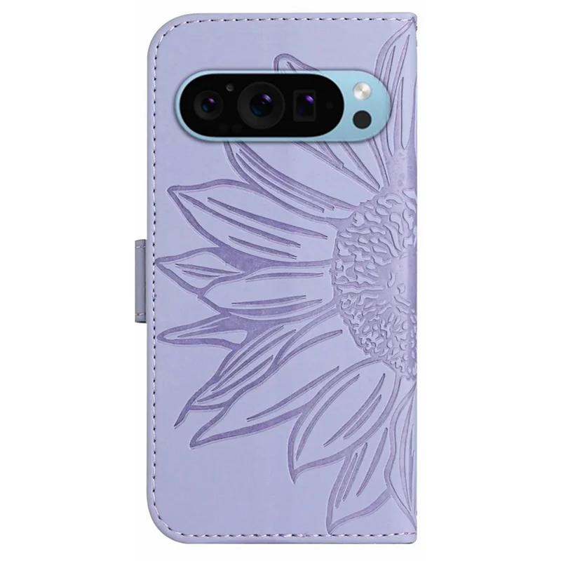 HT04 For Google Pixel 10 Pro / 10 / 9 / 9 Pro Case with Shoulder Strap Sunflower Wallet Phone Cover - Light Purple