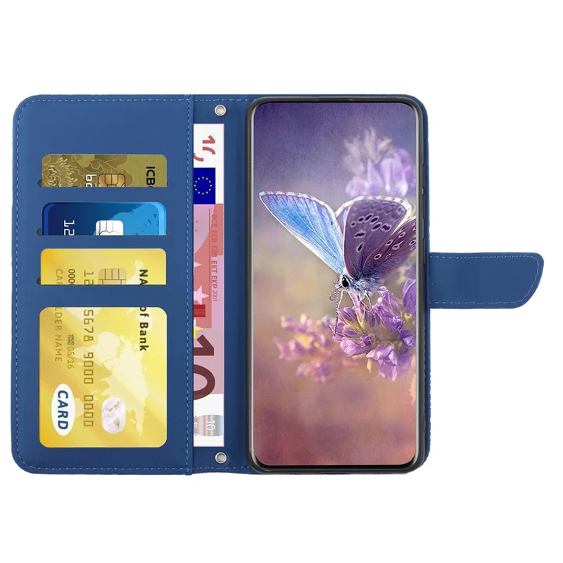 HT03 For Google Pixel 10 Pro / 10 / 9 / 9 Pro Case Butterfly Flower Shockproof Phone Cover Wallet - Blue