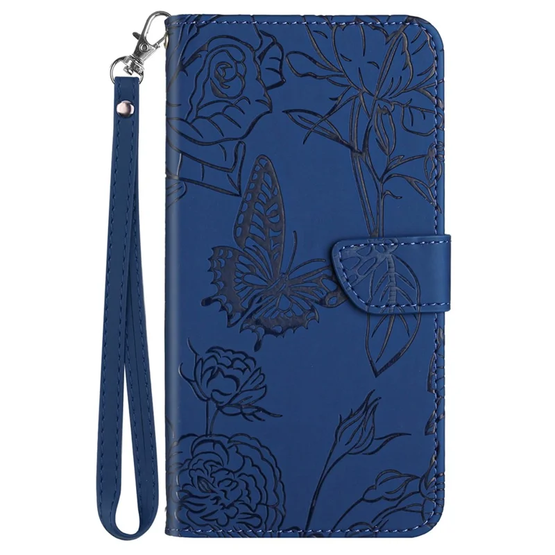 HT03 For Google Pixel 10 Pro / 10 / 9 / 9 Pro Case Butterfly Flower Shockproof Phone Cover Wallet - Blue