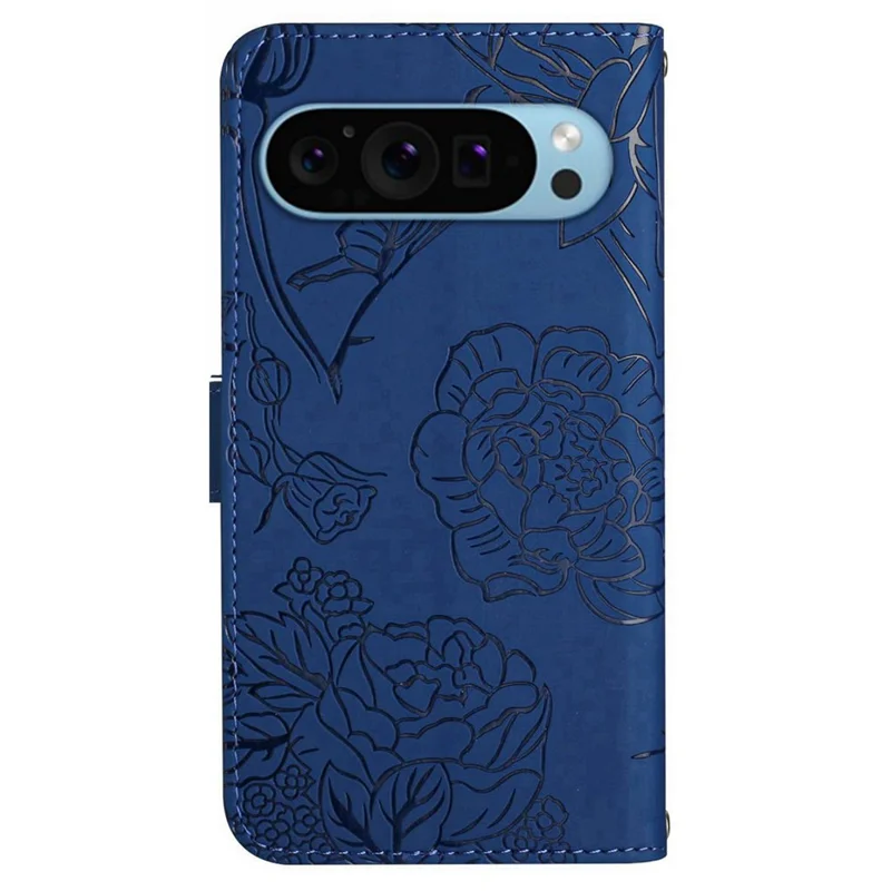 HT03 For Google Pixel 10 Pro / 10 / 9 / 9 Pro Case Butterfly Flower Shockproof Phone Cover Wallet - Blue