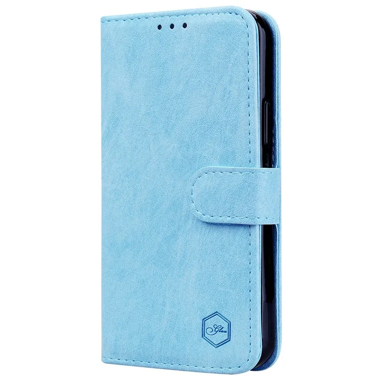 Para Xiaomi Redmi 13C 4G / 13C 5G / Poco C65 4G / Poco M6 5G / 13R 5G Capa Cor Sólida Carteira de Couro PU Flip Cover de Telefone - Azul Bebê