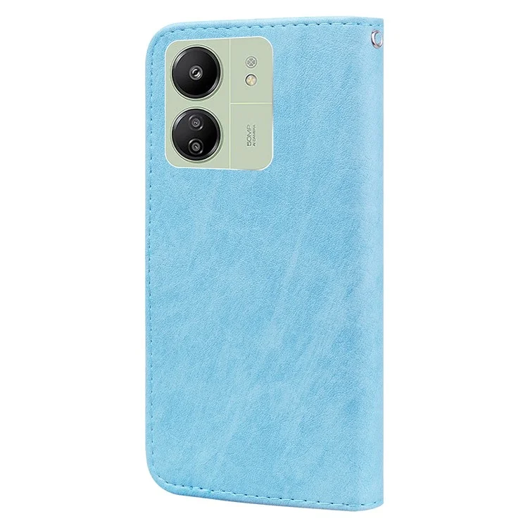 Para Xiaomi Redmi 13C 4G / 13C 5G / Poco C65 4G / Poco M6 5G / 13R 5G Capa Cor Sólida Carteira de Couro PU Flip Cover de Telefone - Azul Bebê