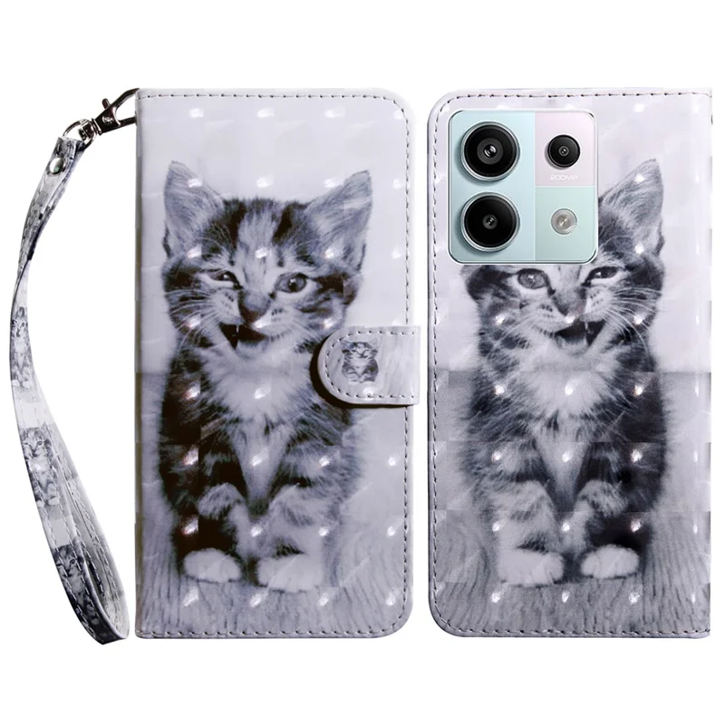 For Xiaomi Redmi Note 13 Pro 5G / Poco X6 5G Cell Phone Cases Leather Cover with Printing Pattern - Cat